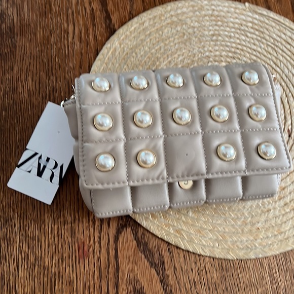 Zara beige Guilted Mini Crossbody Shoulder Bag - Picture 9 of 11